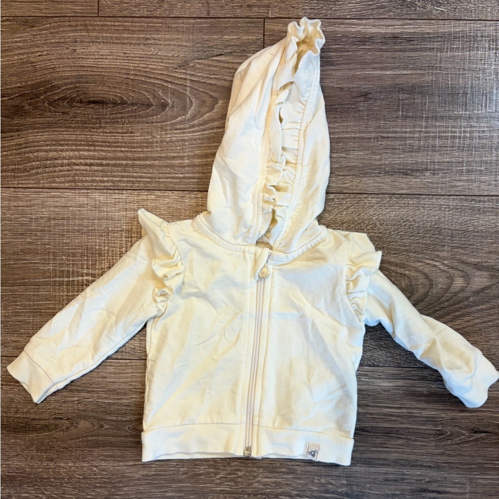 Burt's Bees Baby Cream Hooded Ruffle Zip Sweatshirt